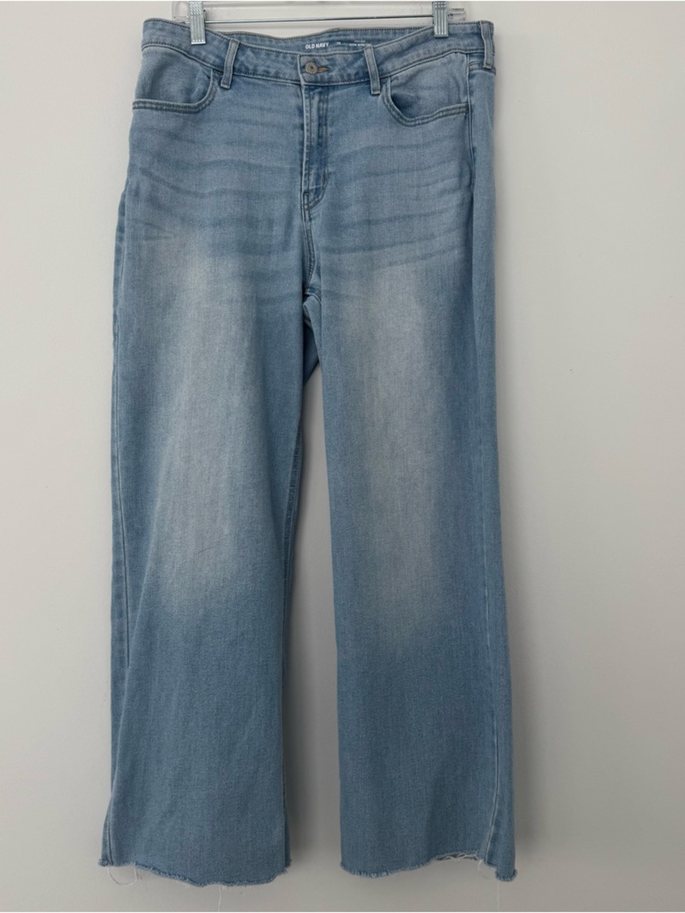Old Navy WOW High Rise Wide Leg Jeans Raw Hem Retro Boho Relaxed Fit Women’s 12